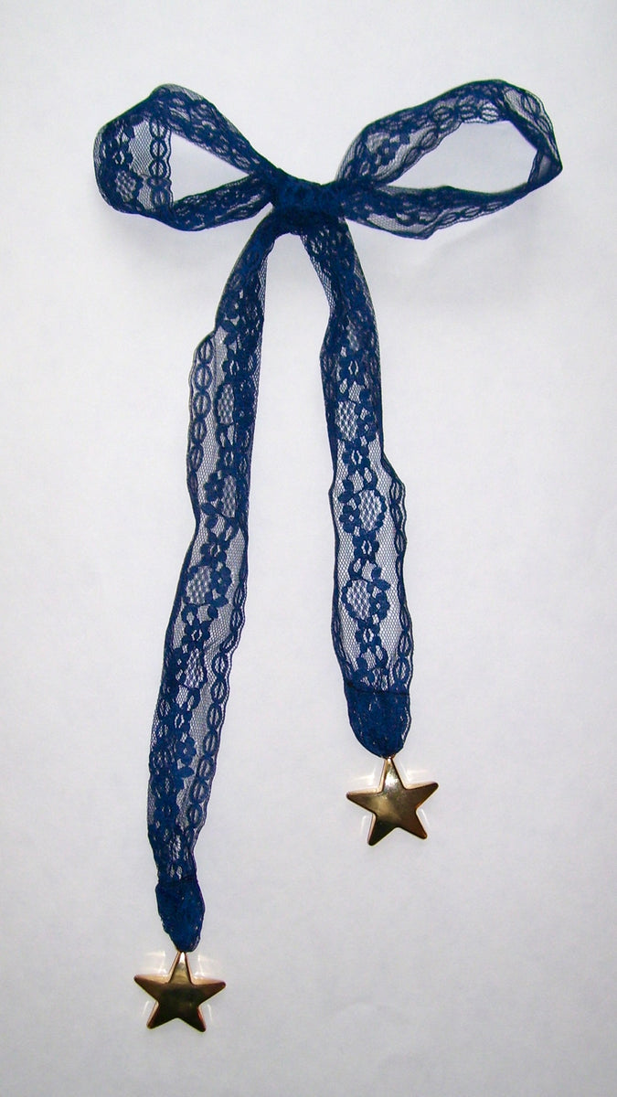 Blue Lace & Star Pendant Ribbon